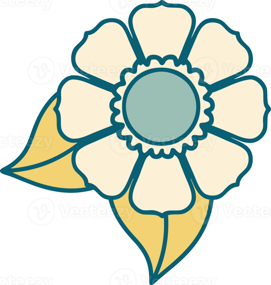 iconic tattoo style image of a flower png