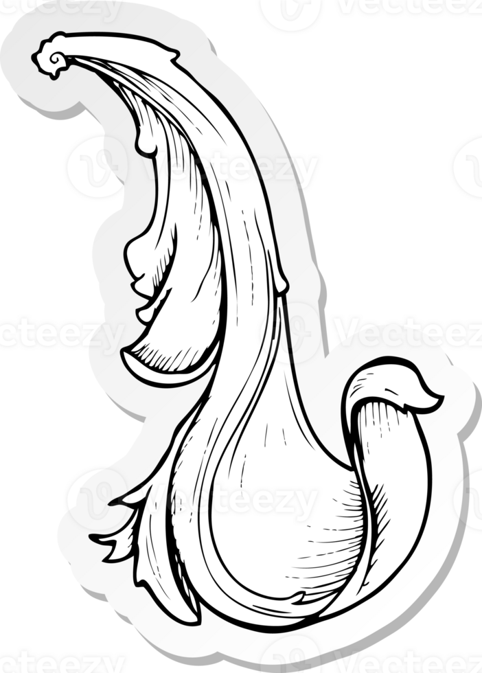 sticker of a traditional hand drawn floral swirl png