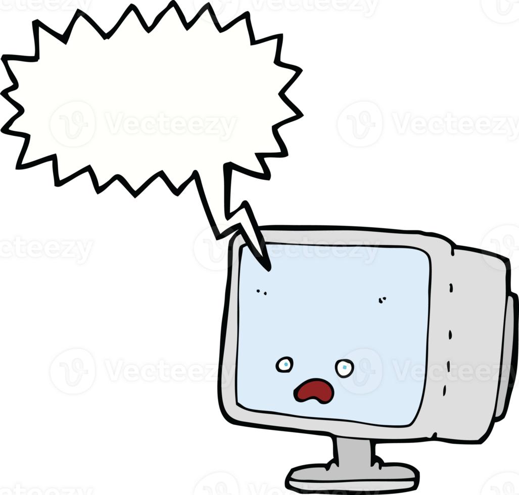 cartoon computer screen with speech bubble png