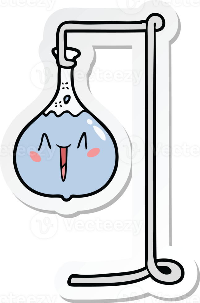 sticker of a happy cartoon science experiment png