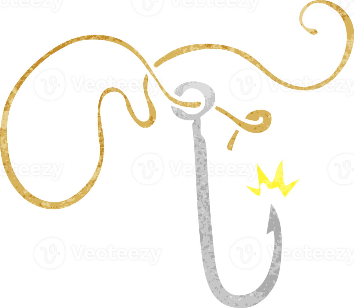 hand drawn retro cartoon doodle of a sharp fishing hook png