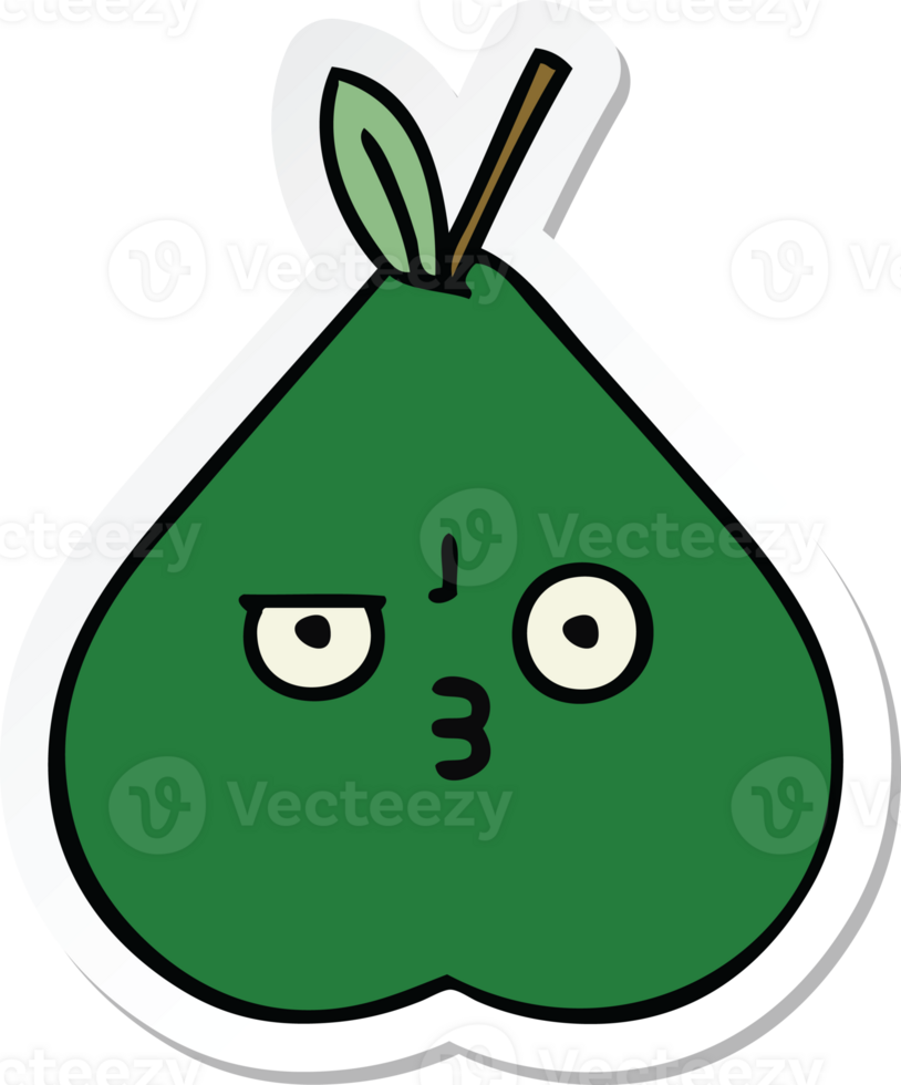 sticker of a cute cartoon pear png