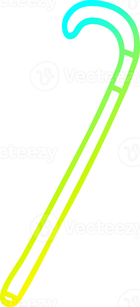 cold gradient line drawing of a cartoon walking stick png