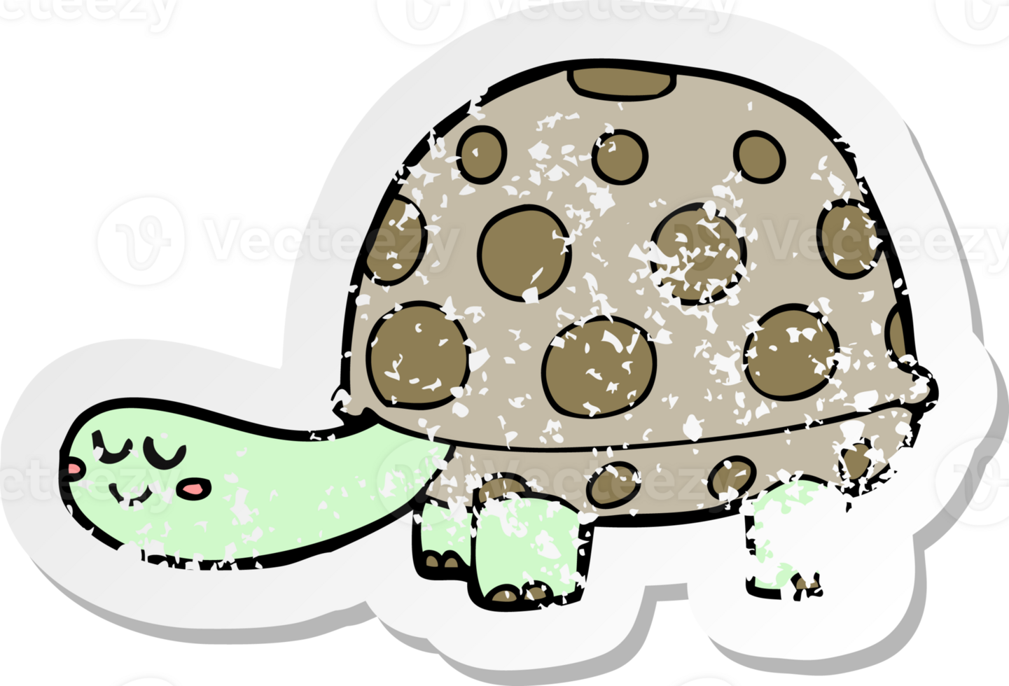retro distressed sticker of a cartoon tortoise png
