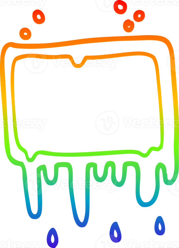 rainbow gradient line drawing of a cartoon bloody banner png