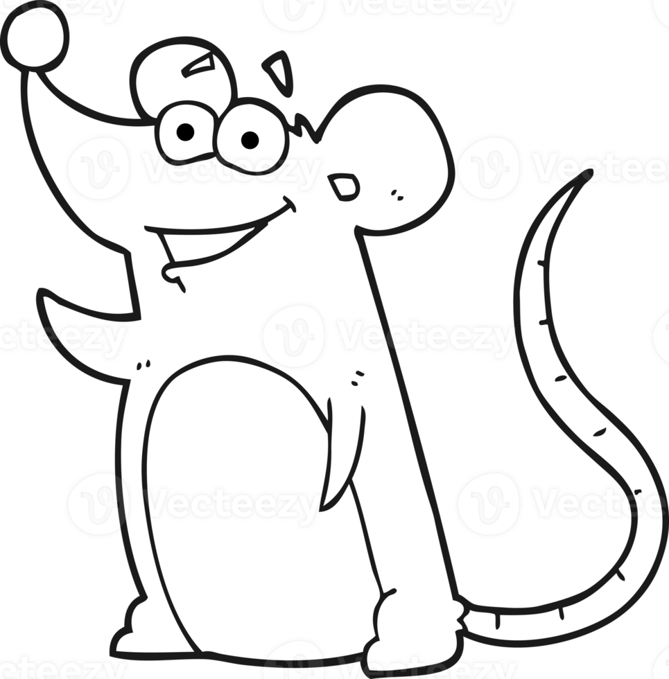 hand drawn black and white cartoon mouse png