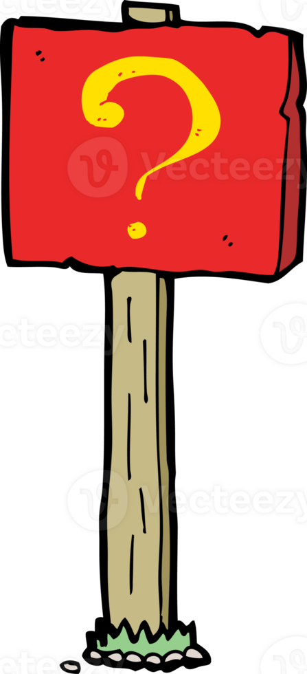 cartoon question mark sign post png