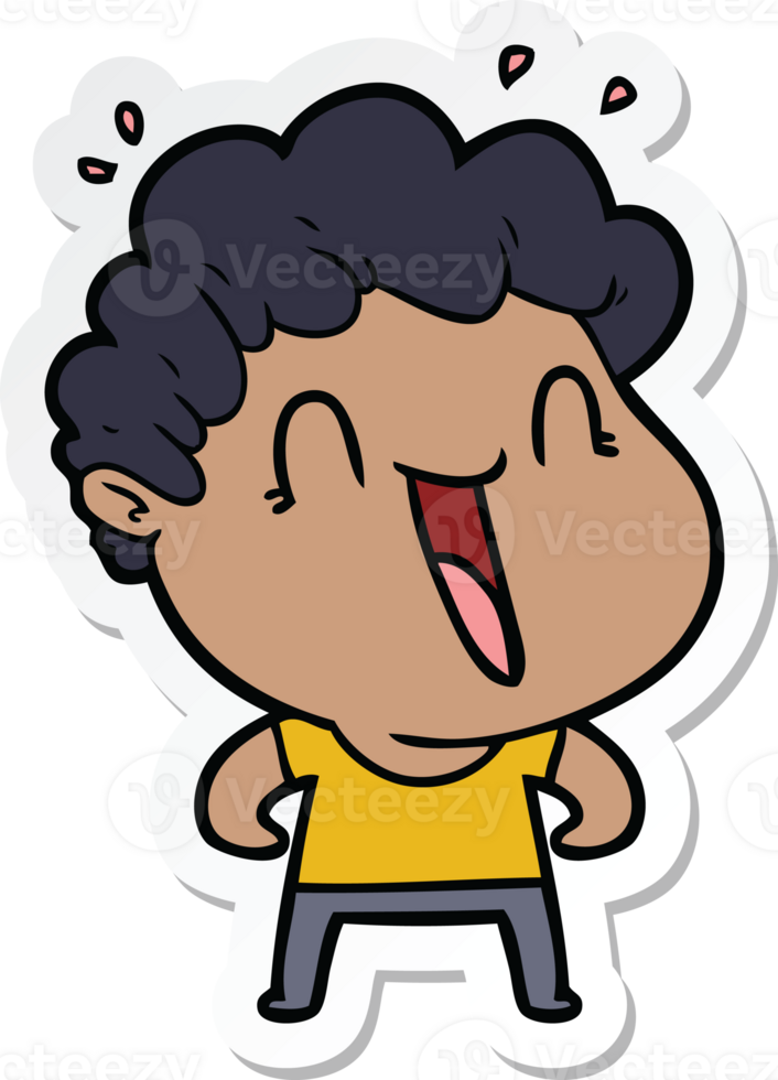 sticker of a cartoon happy man png