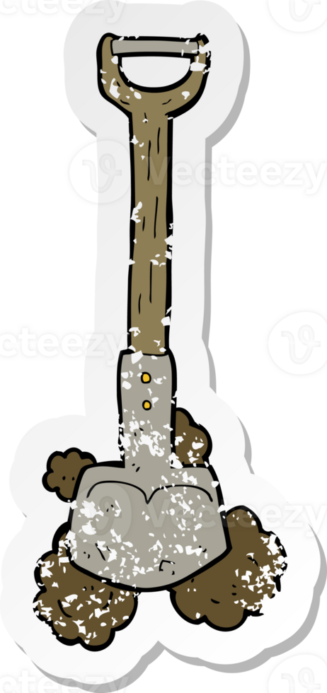 retro distressed sticker of a cartoon shovel png
