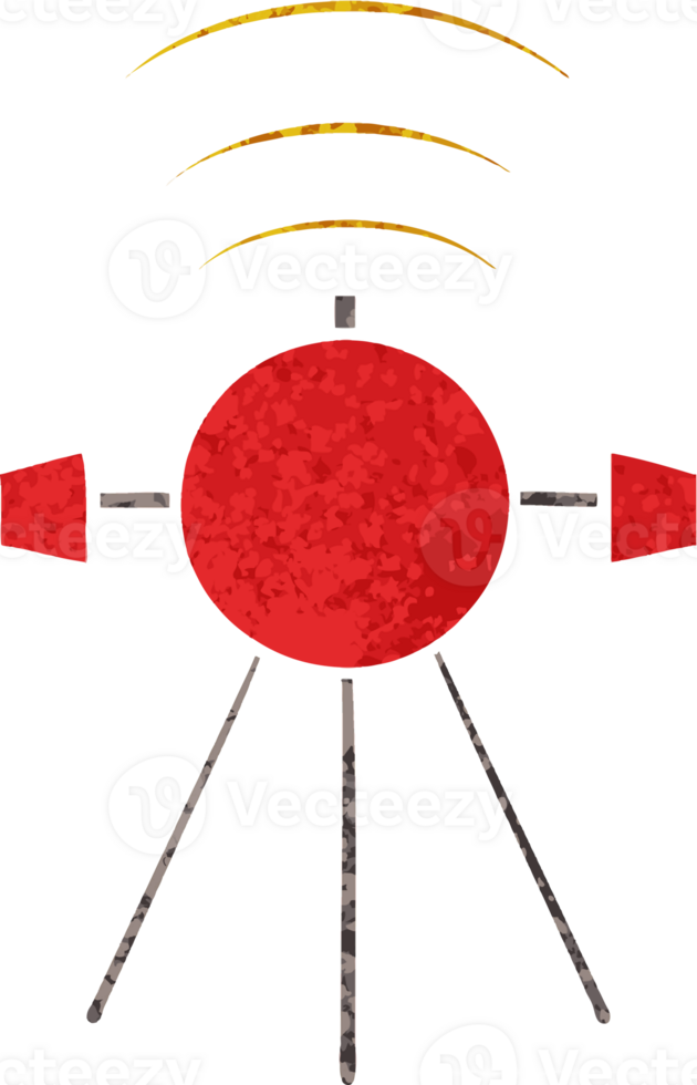 retro illustration style cartoon of a satellite png