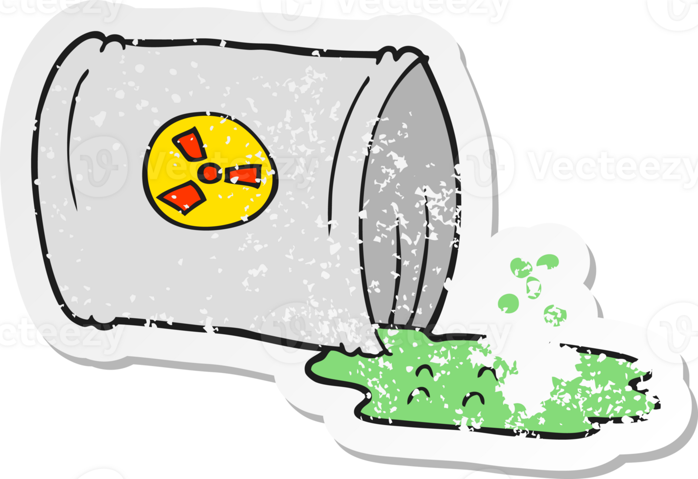 retro distressed sticker of a cartoon nuclear waste png