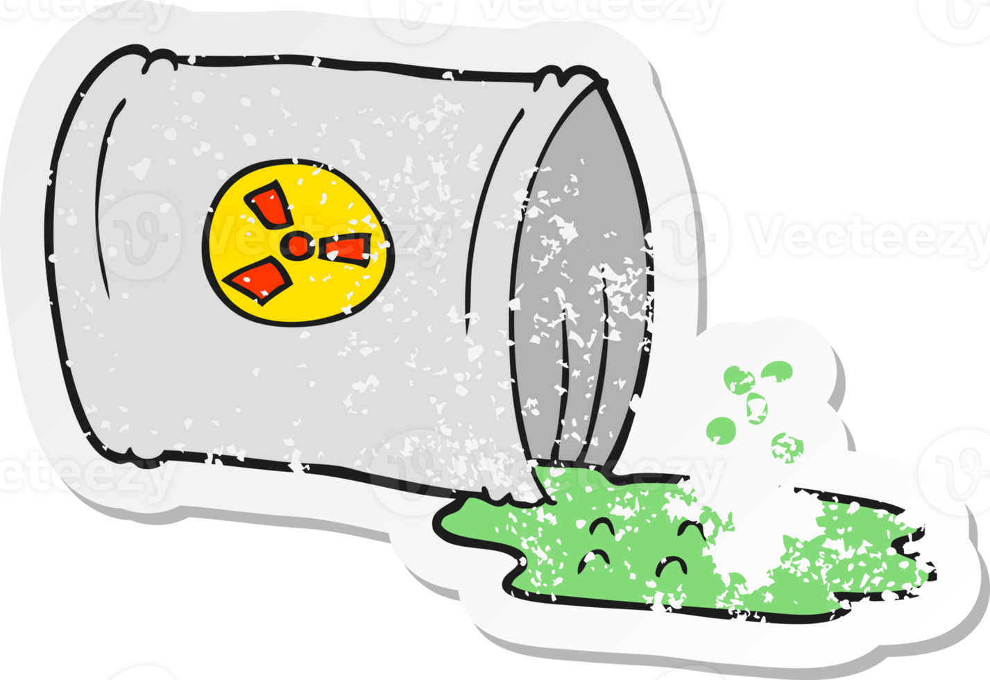 retro nödställda klistermärke av ett tecknat kärnkraftsavfall png