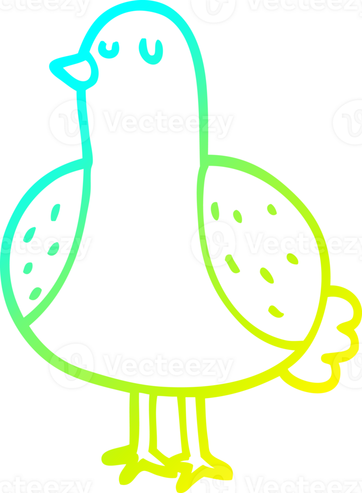cold gradient line drawing of a cartoon bird png