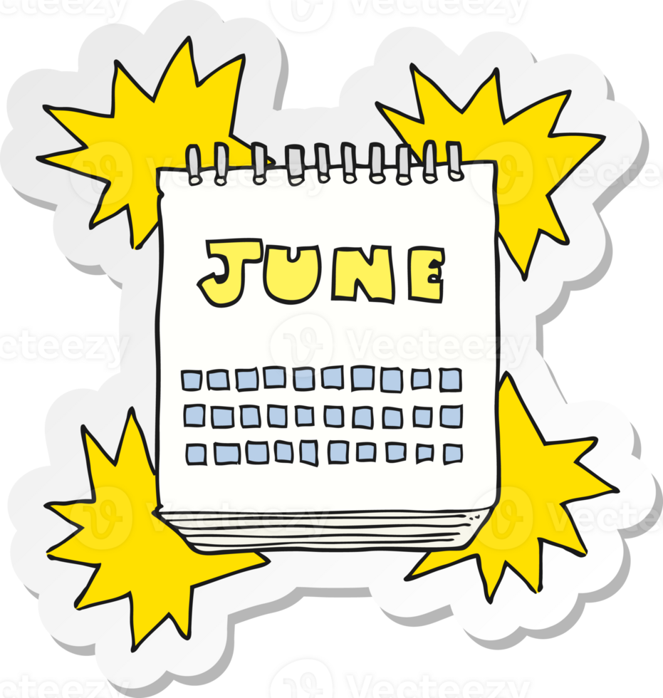 sticker of a cartoon calendar showing month of png