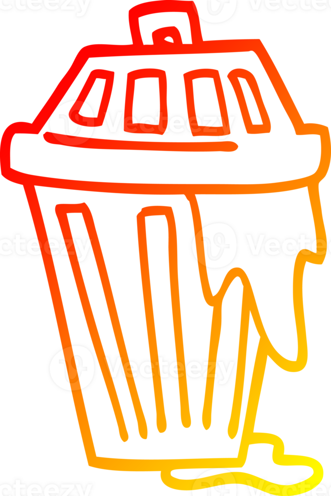 warm gradient line drawing of a cartoon waste bin png