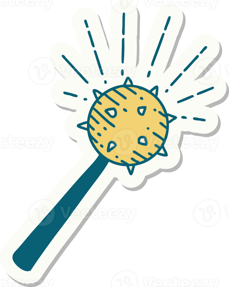 sticker of a tattoo style medieval mace png