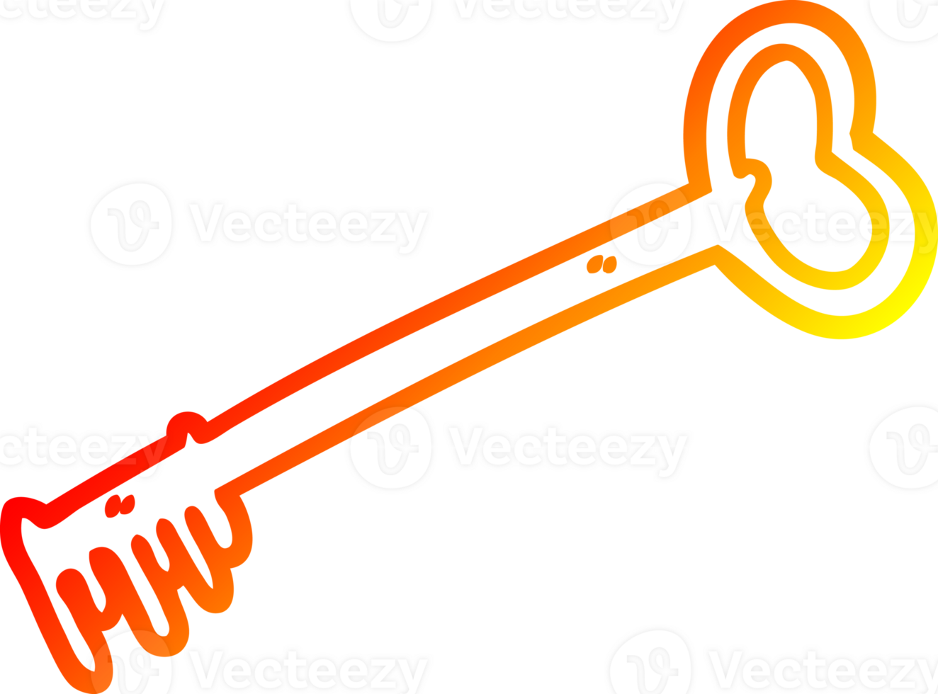 warm gradient line drawing of a cartoon fancy old key png