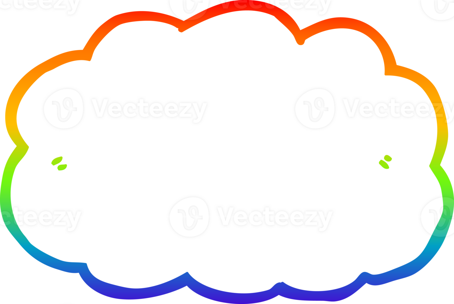 rainbow gradient line drawing of a cartoon cloud png