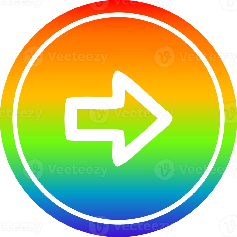direction arrow circular icon with rainbow gradient finish png