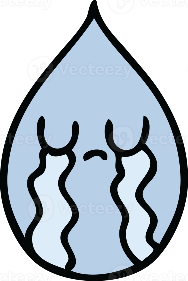 hand drawn quirky cartoon emotional rain drop png