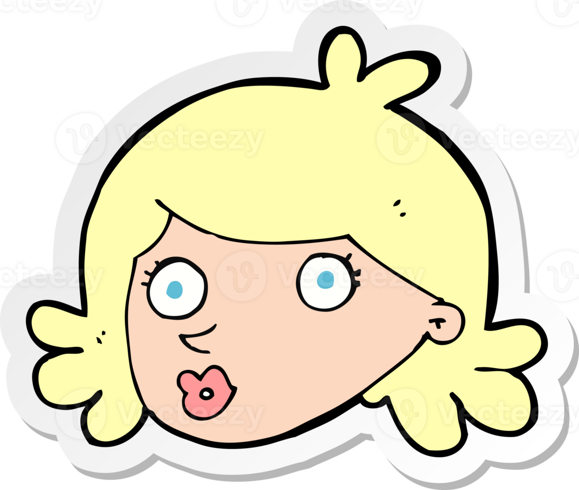 sticker of a cartoon pretty face png