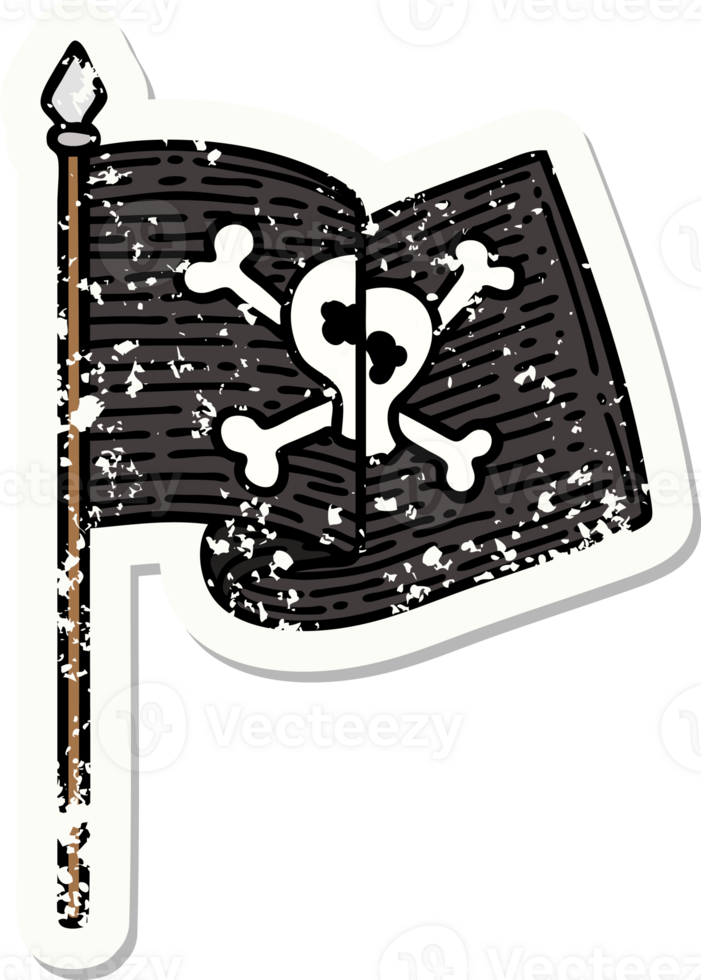 distressed sticker tattoo in traditional style of pirate flag png