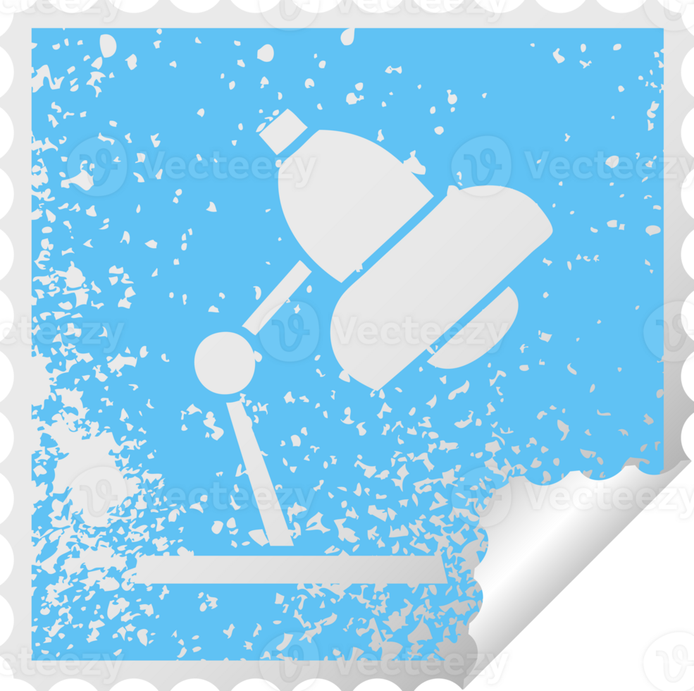 distressed square peeling sticker symbol of a table lamp png