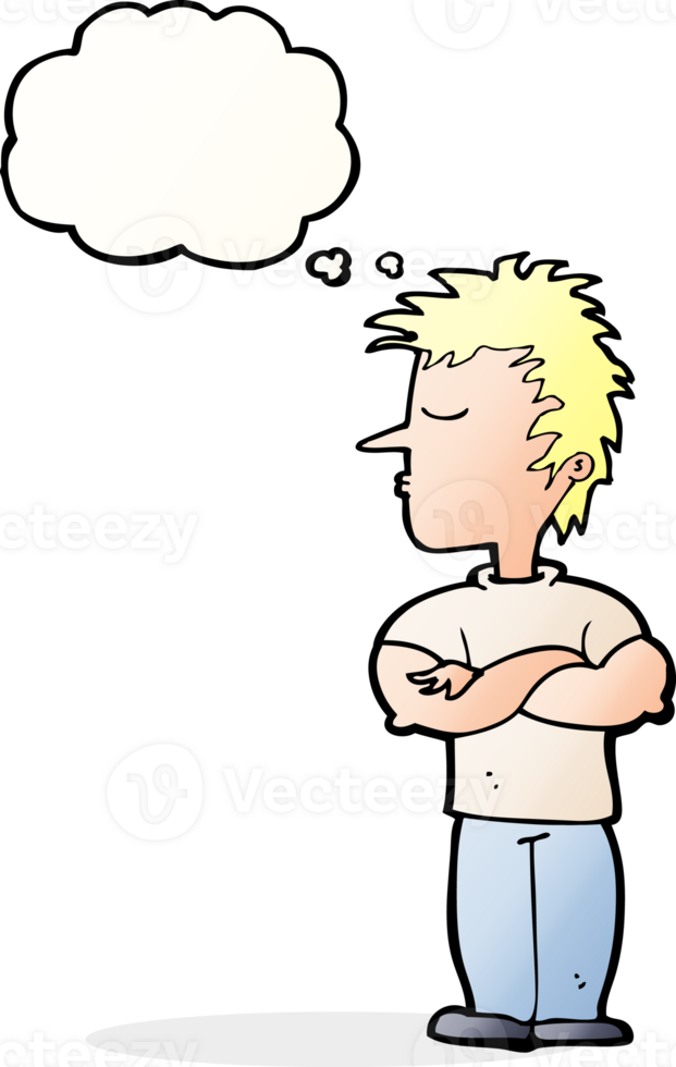 cartoon man refusing to listen with thought bubble png