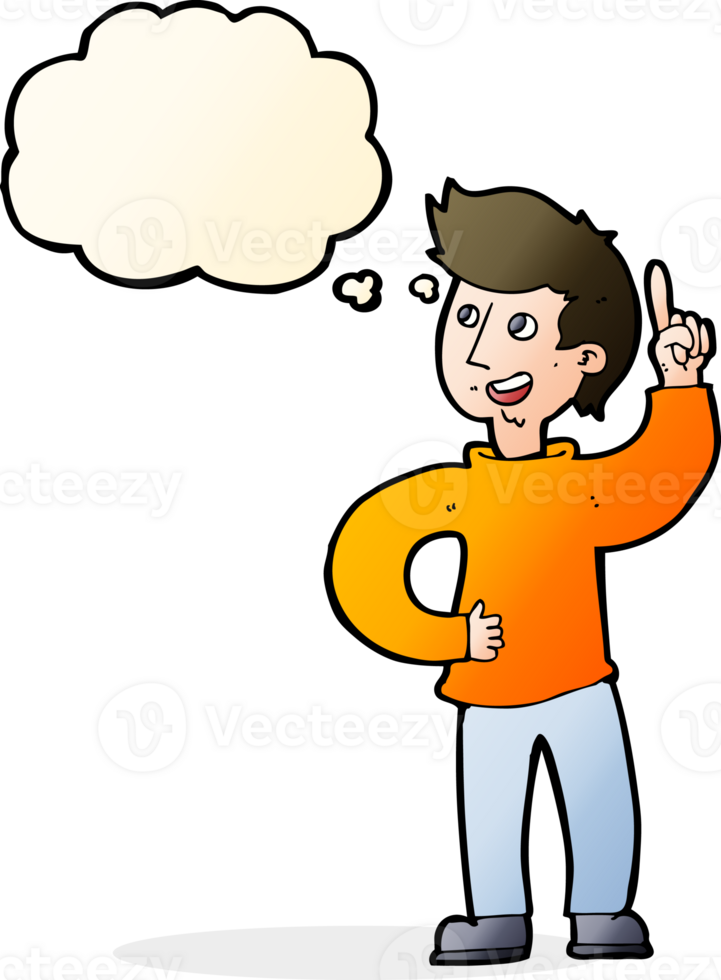 cartoon man with idea with thought bubble png