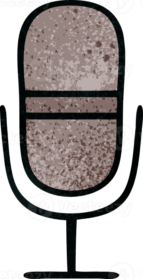 retro grunge texture cartoon of a retro microphone png