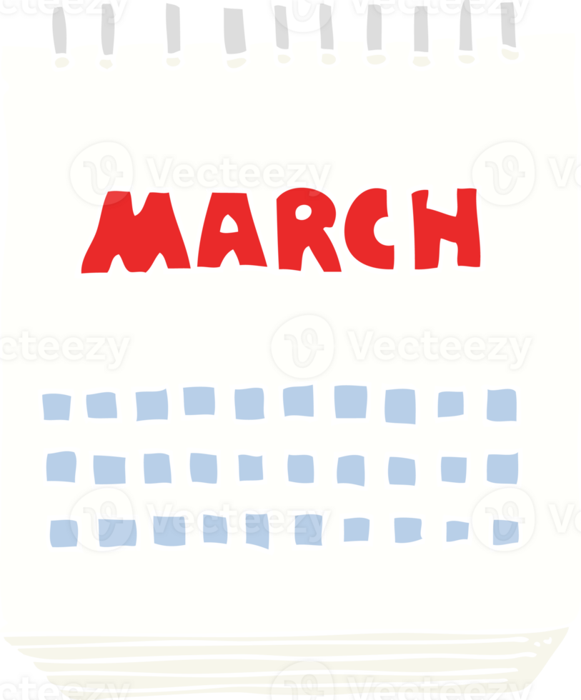 flat color illustration of march calendar png