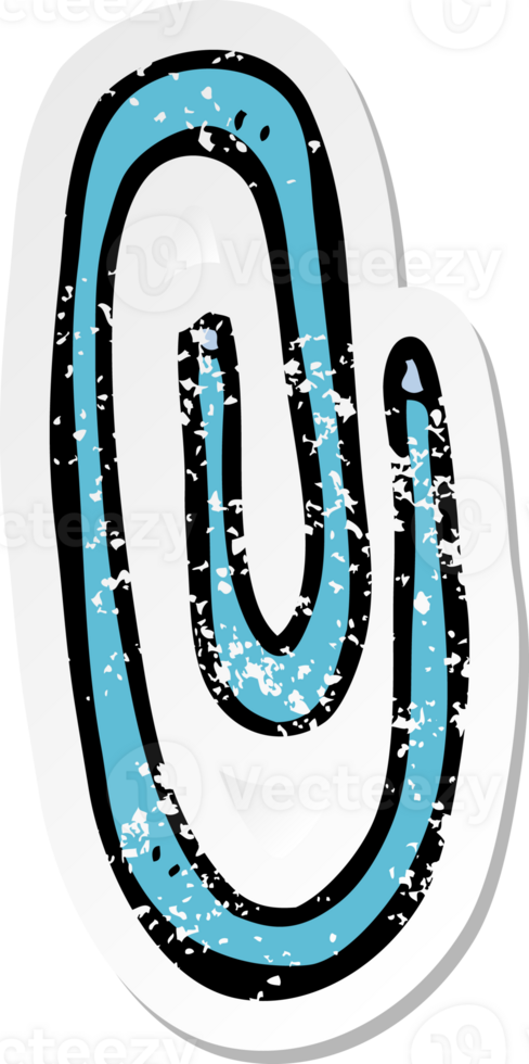 retro distressed sticker of a cartoon red paperclip png