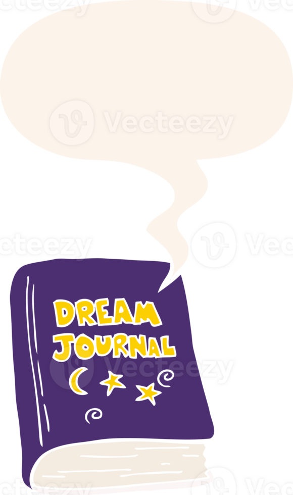 cartoon dream journal with speech bubble in retro style png