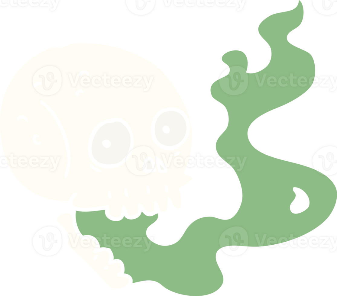 flat color style cartoon haunted skull png
