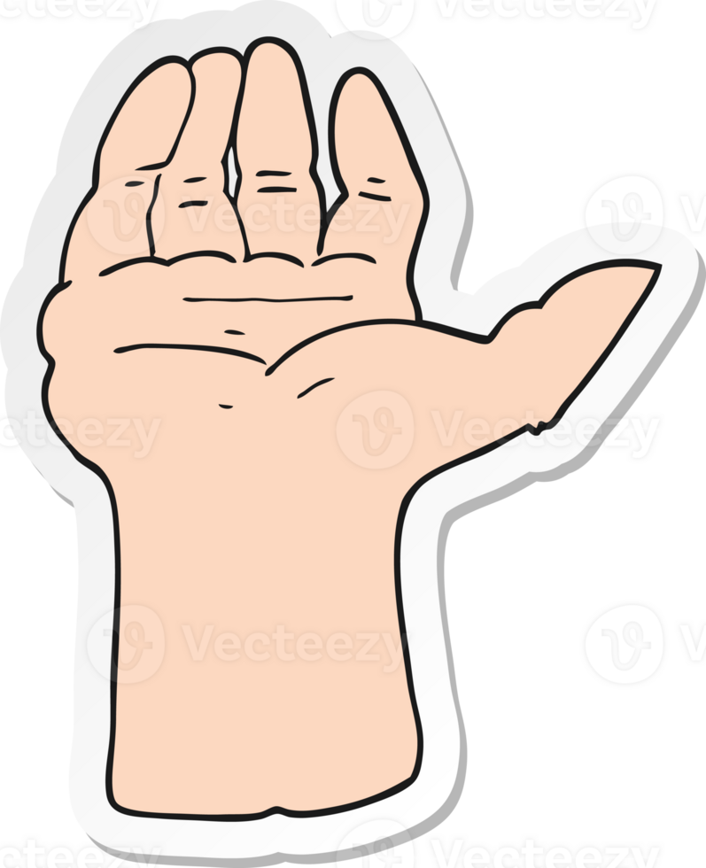 sticker of a cartoon open hand png