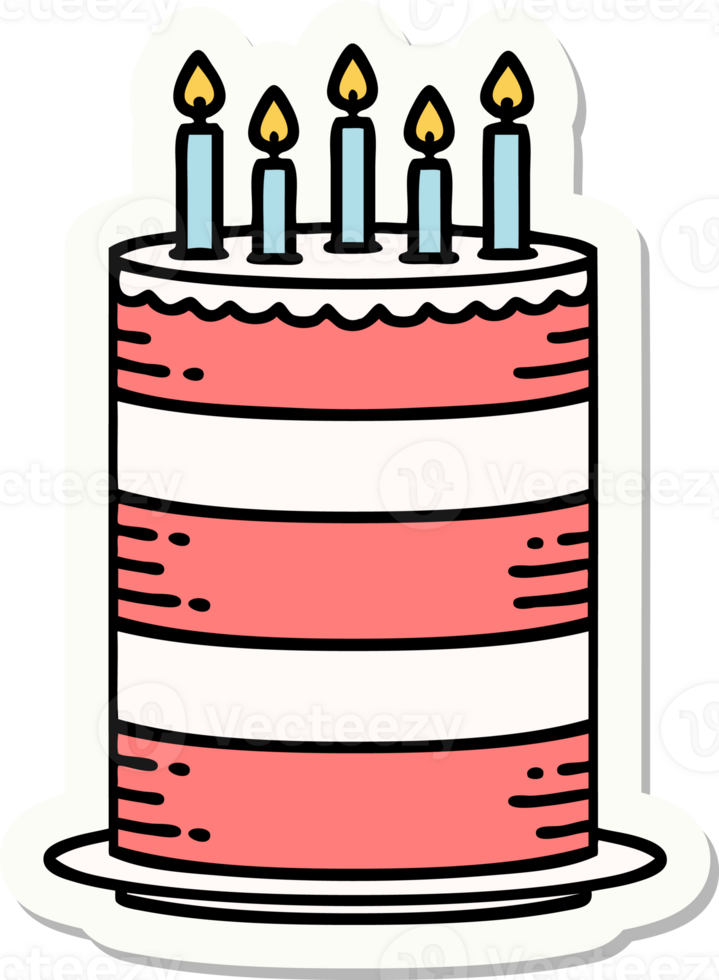 sticker of tattoo in traditional style of a birthday cake png