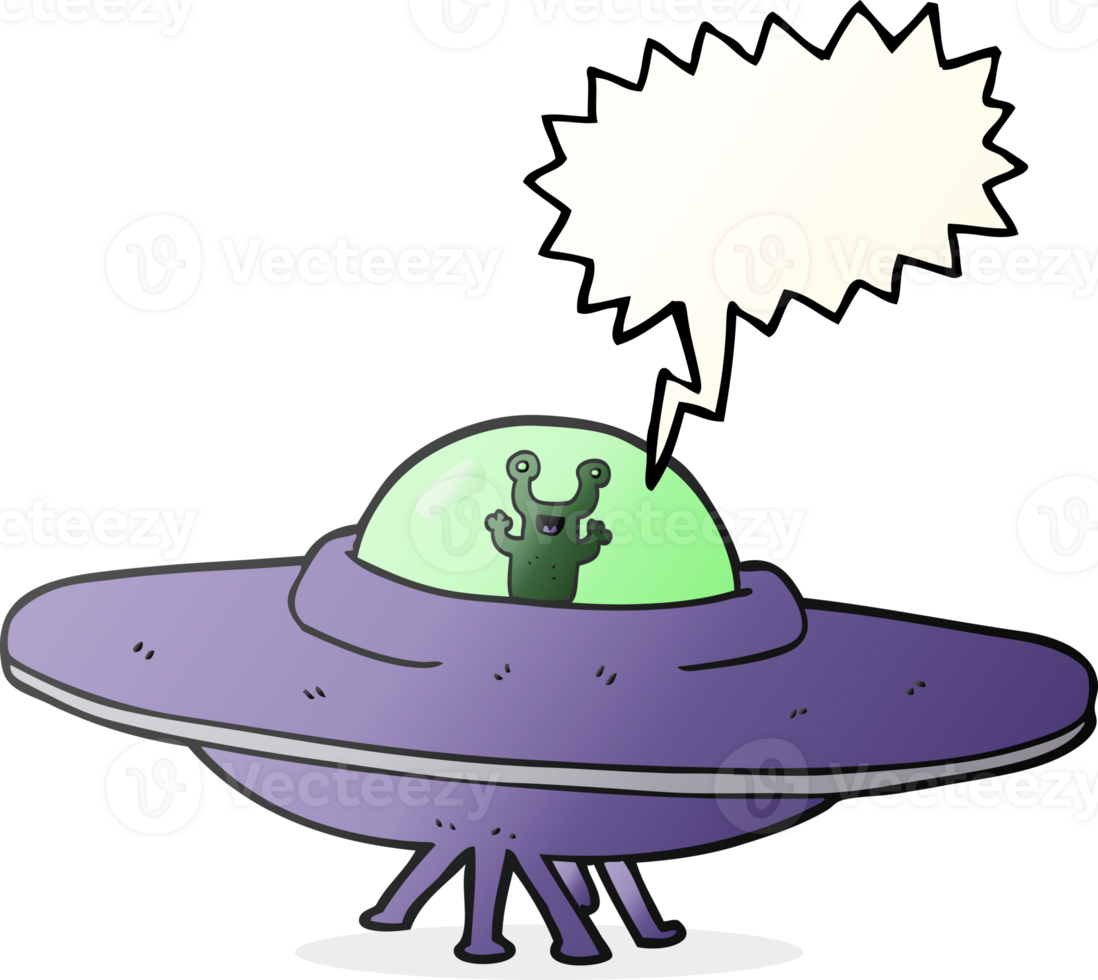 hand drawn speech bubble cartoon alien spaceship png