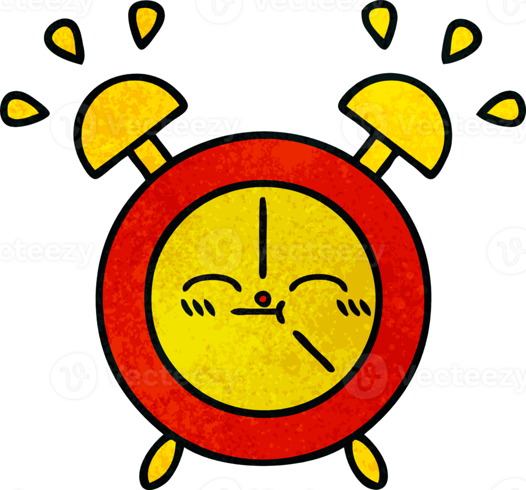 retro grunge texture cartoon of a alarm clock png