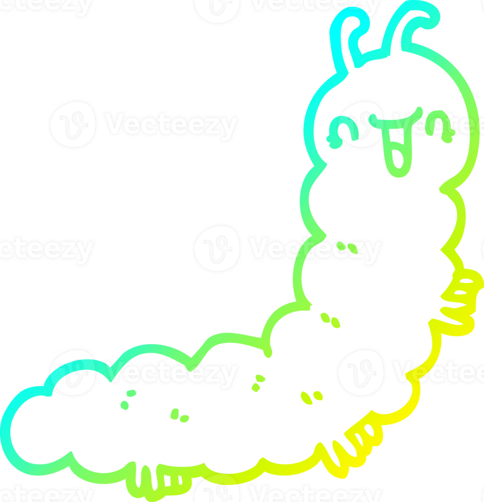 cold gradient line drawing of a cartoon caterpillar png