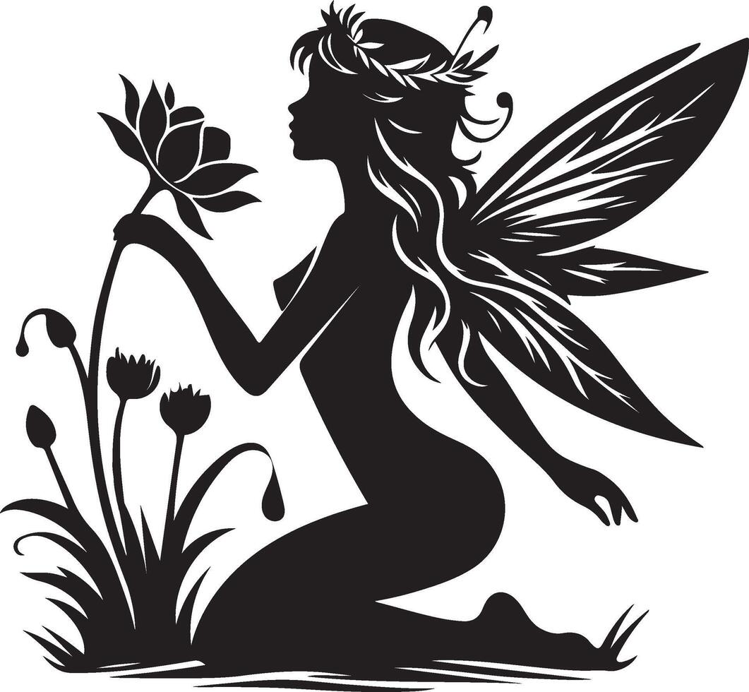 Cute fairy touch flower vector