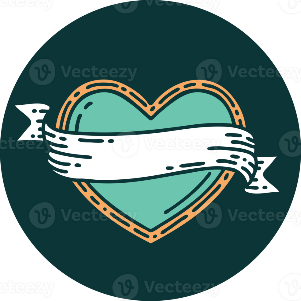 iconic tattoo style image of a heart and banner png