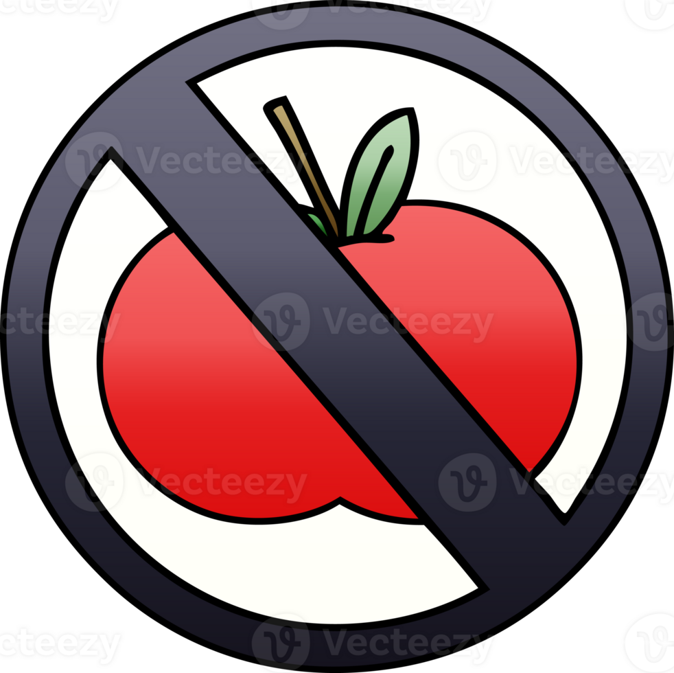 gradient shaded cartoon of a no food allowed sign png
