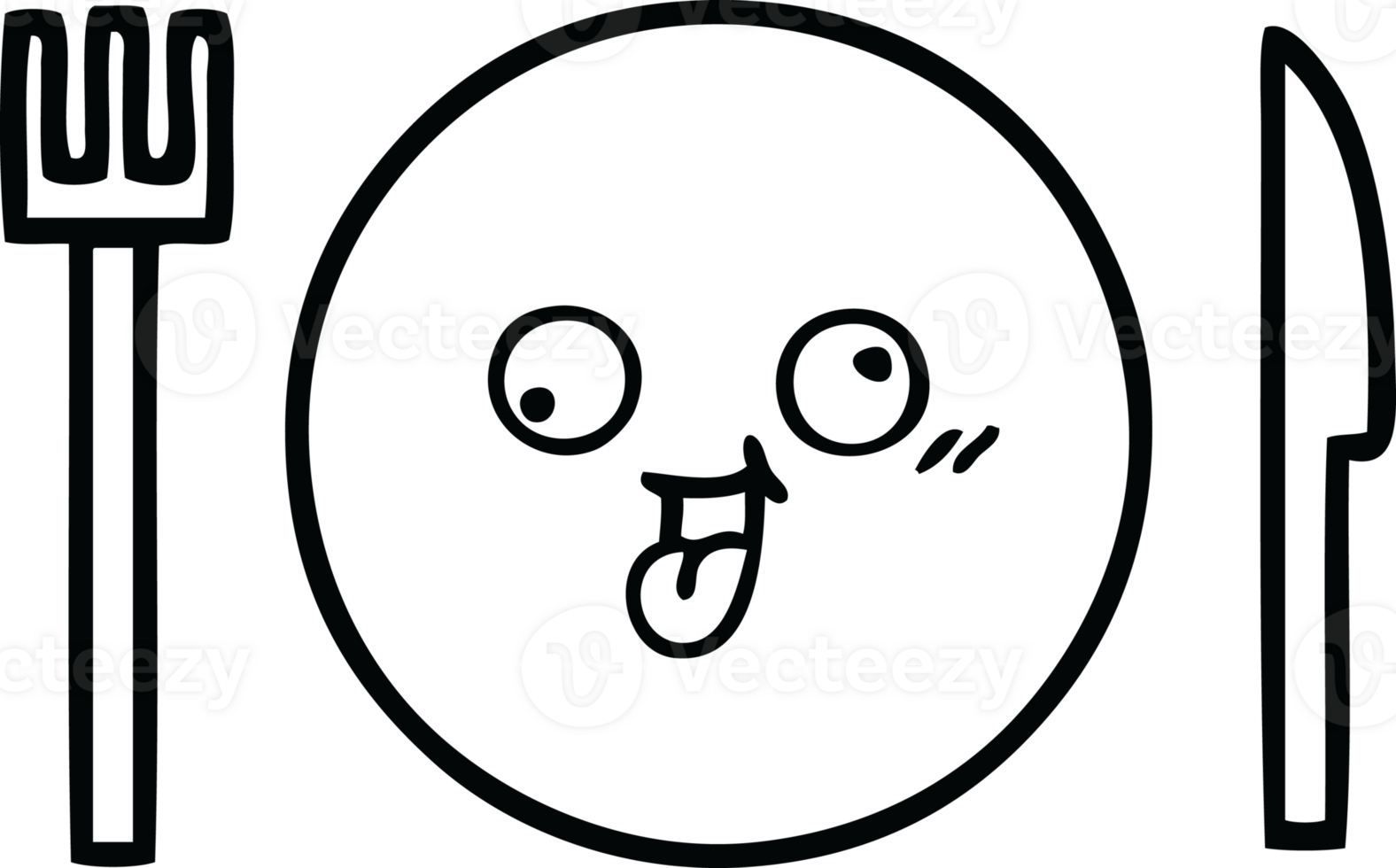 line drawing cartoon of a dinner plate png