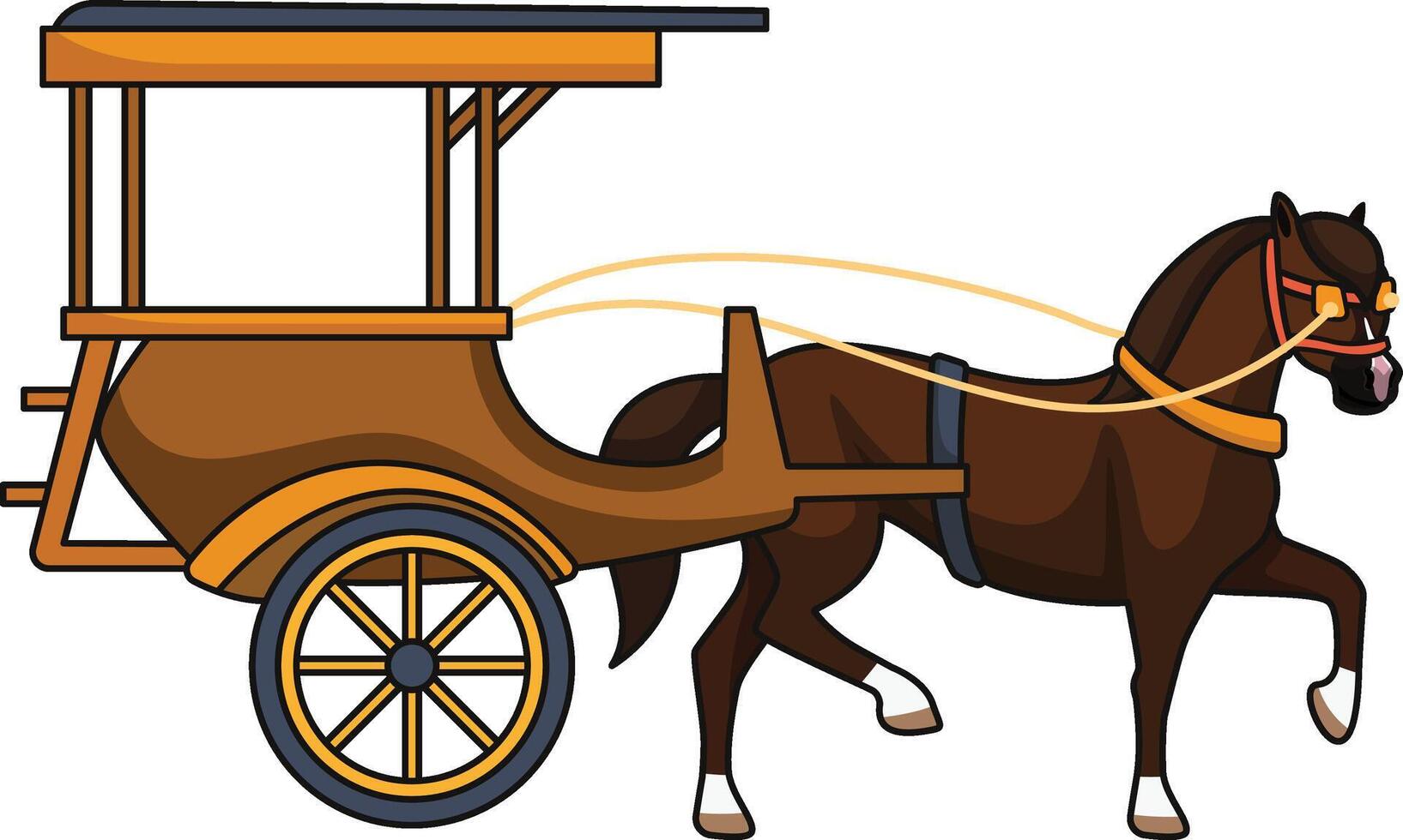 cart horse illustration vector