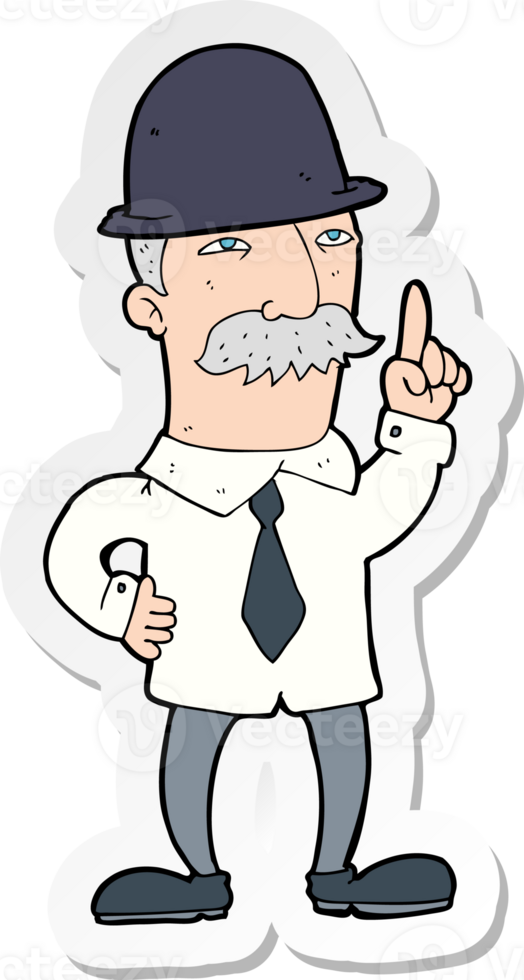 sticker of a cartoon man in bowler hat png