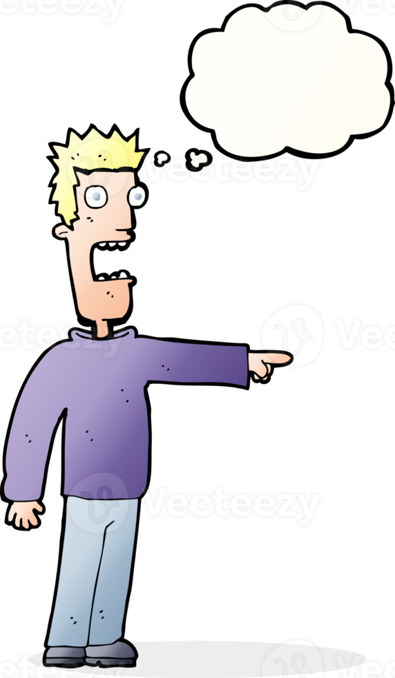 cartoon terrified man with thought bubble png