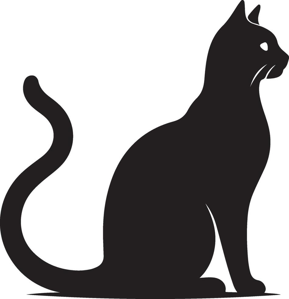 Cat Silhouette art black clip art isolated on a white background vector