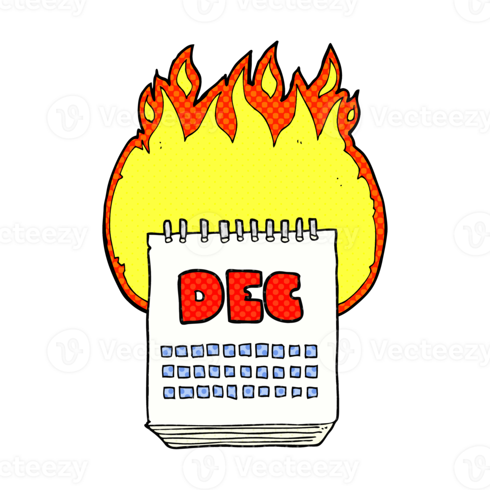 hand drawn cartoon calendar showing month of december png