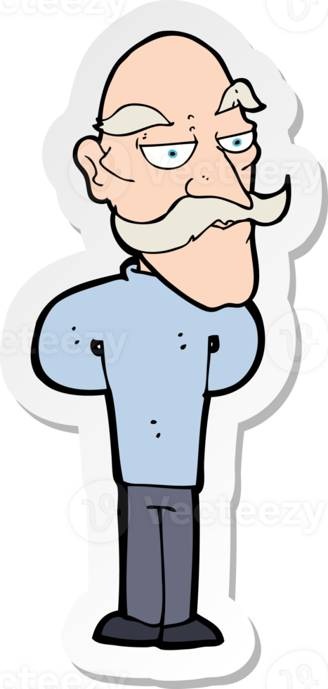 sticker of a cartoon old man with mustache png