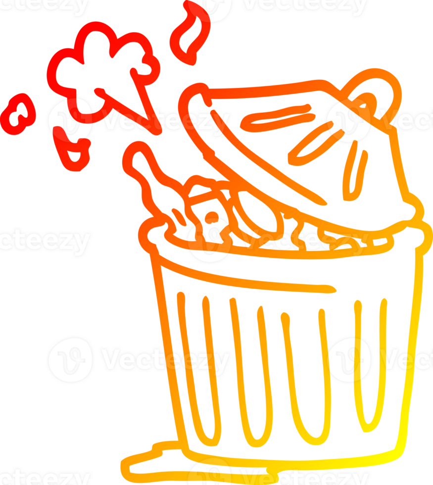 warm gradient line drawing of a cartoon waste bin png